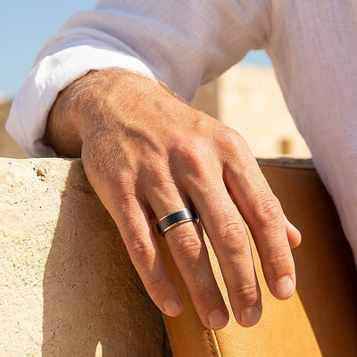Fedor | Brushed Black and Rose Gold Tungsten Carbide | Men's Ring