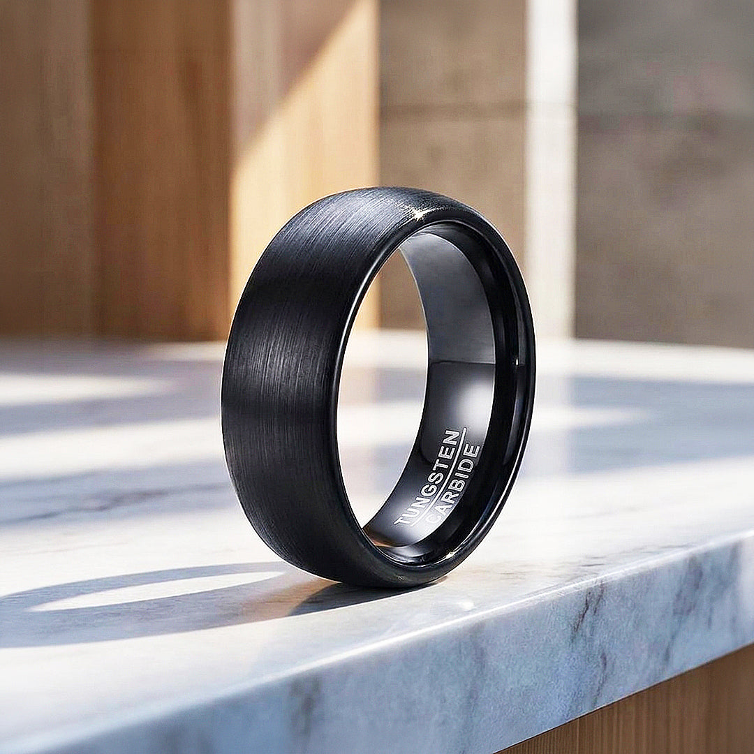 Fergus | Matte Brushed Black Tungsten Carbide | Men's Ring