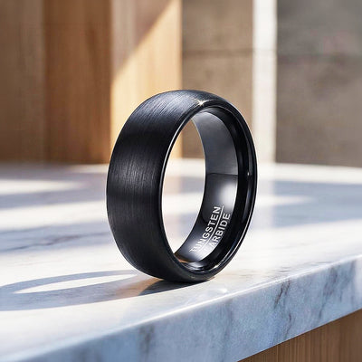 Fergus | Matte Brushed Black Tungsten Carbide | Men's Ring