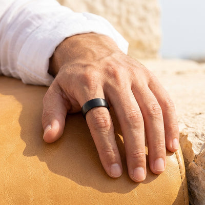 Fergus | Matte Brushed Black Tungsten Carbide | Men's Ring