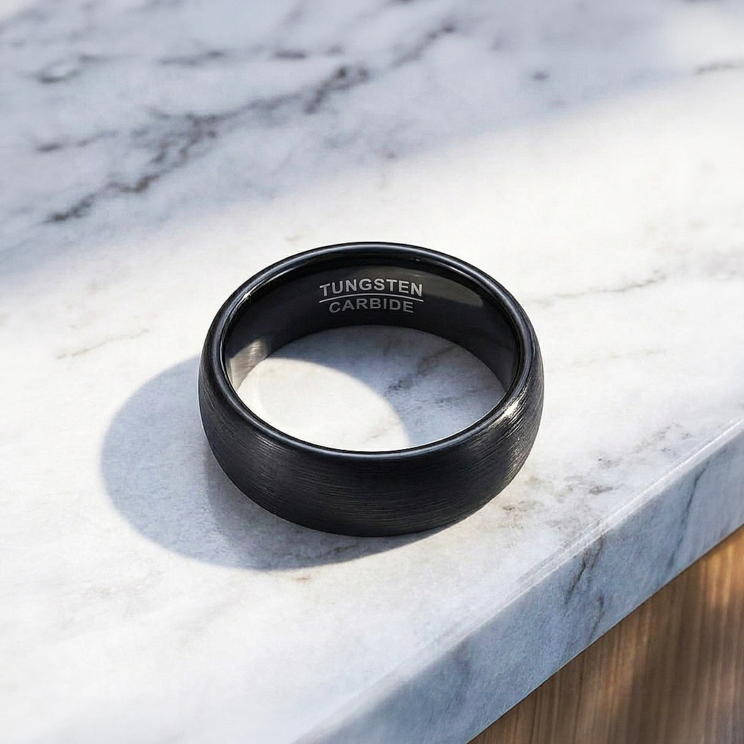 Fergus | Matte Brushed Black Tungsten Carbide | Men's Ring