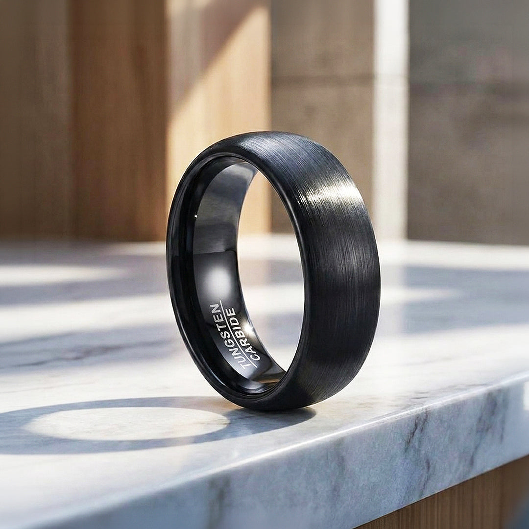 Fergus | Matte Brushed Black Tungsten Carbide | Men's Ring