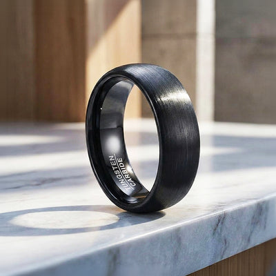 Fergus | Matte Brushed Black Tungsten Carbide | Men's Ring