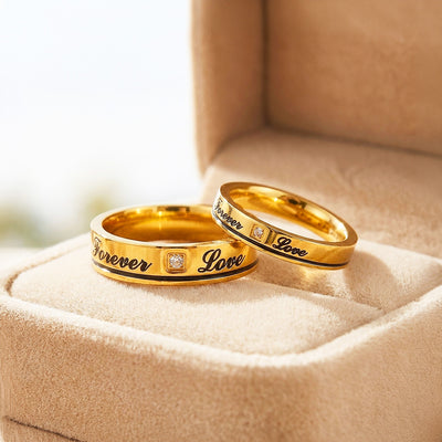 Forever Love | High-Polished Engraved Script Flat Wedding Band