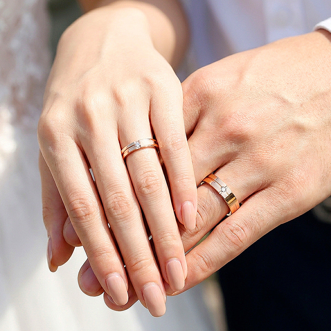 Fraiser | Tungsten Couple Rings | Rose Gold Wedding Bands