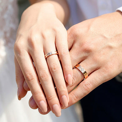 Fraiser | Tungsten Couple Rings | Rose Gold Wedding Bands