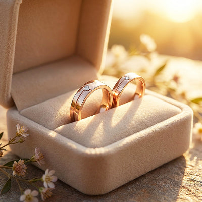 Fraiser | Tungsten Couple Rings | Rose Gold Wedding Bands