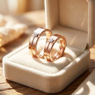 Fraiser | Tungsten Couple Rings | Rose Gold Wedding Bands