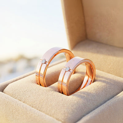 Fraiser | Tungsten Couple Rings | Rose Gold Wedding Bands