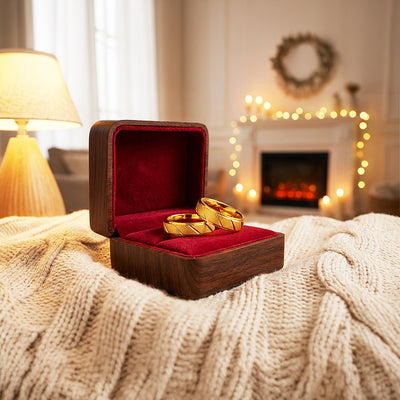 Golden Sand | Tungsten Couple Rings | Gold Wedding Bands