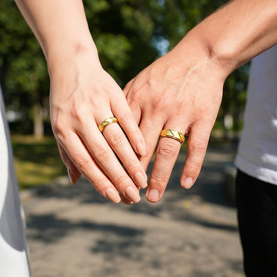 Golden Sand | Tungsten Couple Rings | Gold Wedding Bands