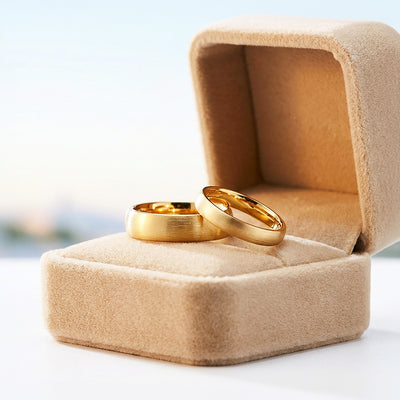 Granite | Brushed Tungsten Couple Rings | Wedding Bands