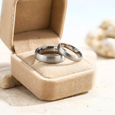 Granite | Brushed Tungsten Couple Rings | Wedding Bands