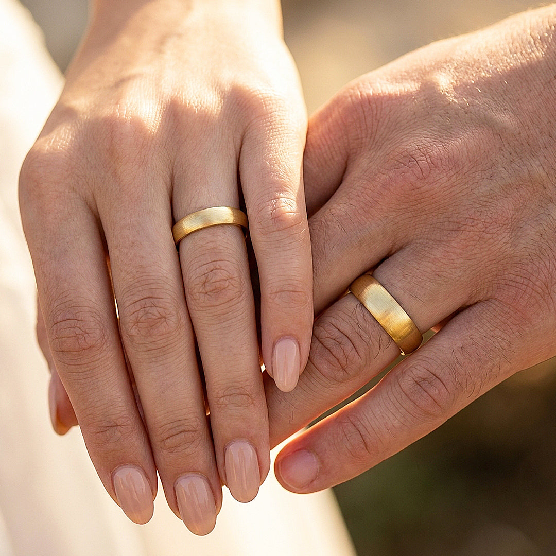 Granite | Brushed Tungsten Couple Rings | Wedding Bands