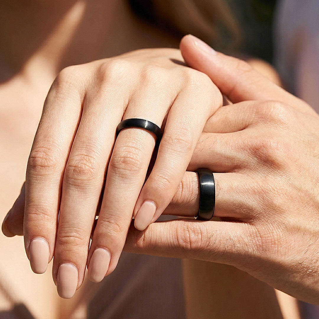 Granite | Brushed Tungsten Couple Rings | Wedding Bands