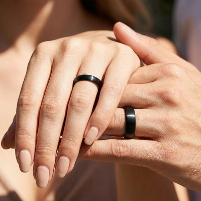 Granite | Brushed Tungsten Couple Rings | Wedding Bands