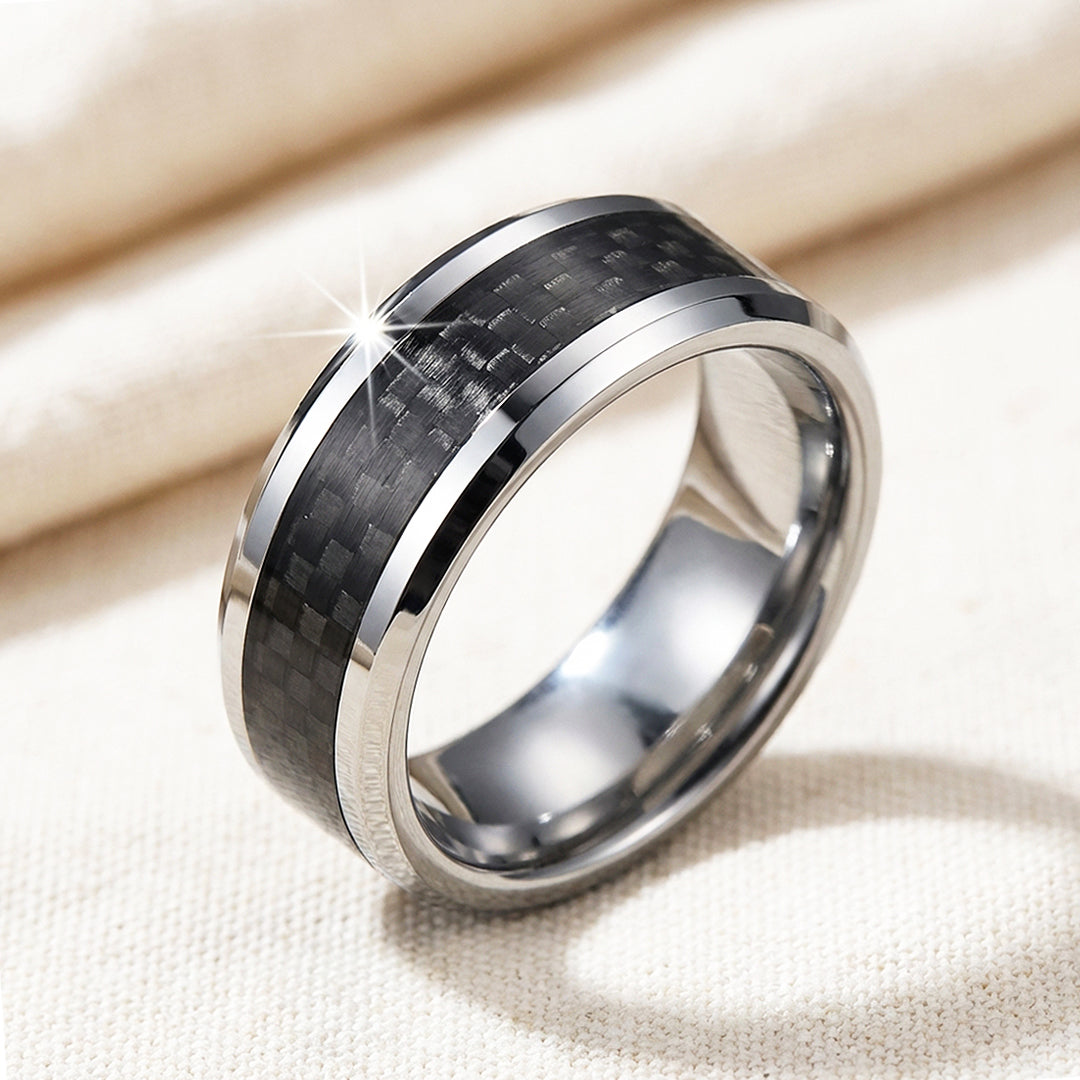 Herod Carbon Fiber Inlay Tungsten Carbide Ring | Men's Ring