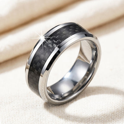 Herod Carbon Fiber Inlay Tungsten Carbide Ring | Men's Ring