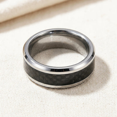 Herod Carbon Fiber Inlay Tungsten Carbide Ring | Men's Ring