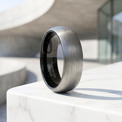Igor | Brushed Silver Dome Tungsten Carbide | Men's Ring