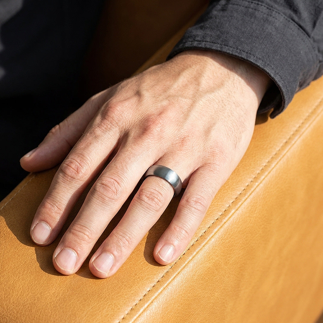 Igor | Brushed Silver Dome Tungsten Carbide | Men's Ring