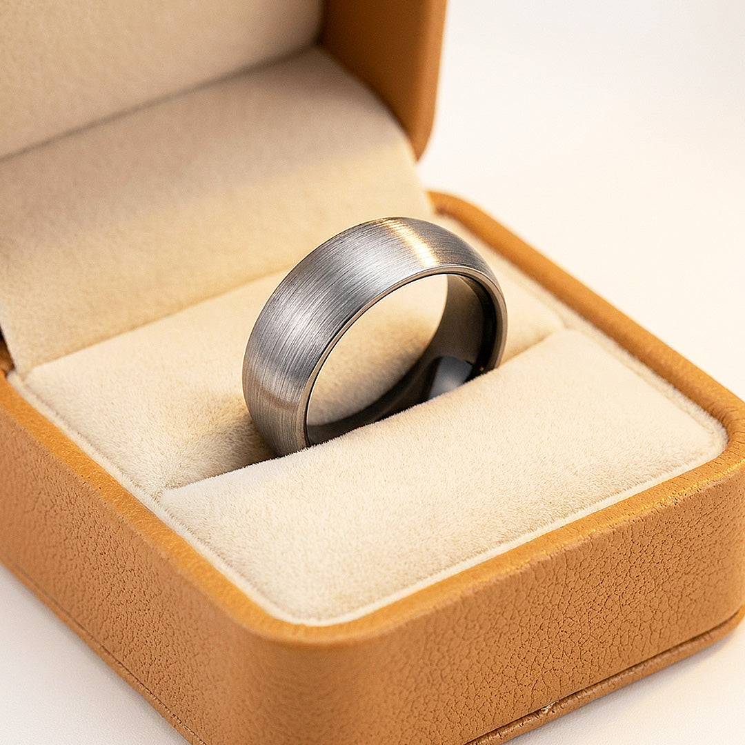 Igor | Brushed Silver Dome Tungsten Carbide | Men's Ring