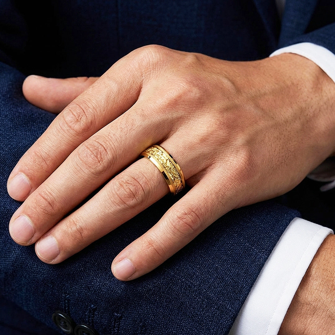 Imperium Gold Sandblasted Tungsten Carbide Ring | Men's Ring