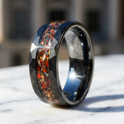 Inferra Crushed Stone Inlay Black Tungsten Carbide Ring | Men's Ring