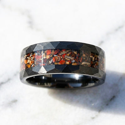 Inferra Crushed Stone Inlay Black Tungsten Carbide Ring | Men's Ring