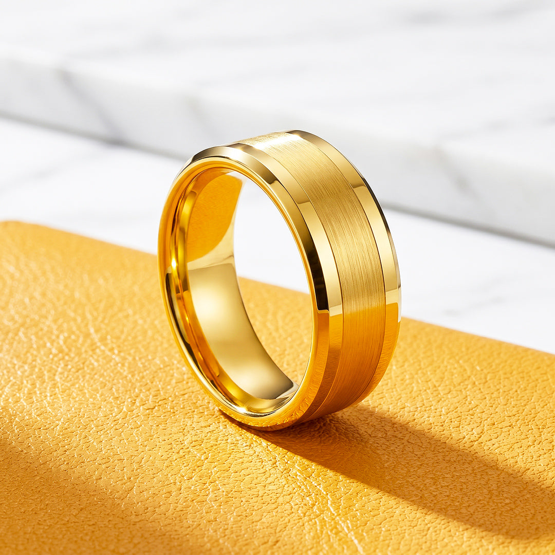 Irwin | Brushed Polished Tungsten Carbide Ring | Men's Ring
