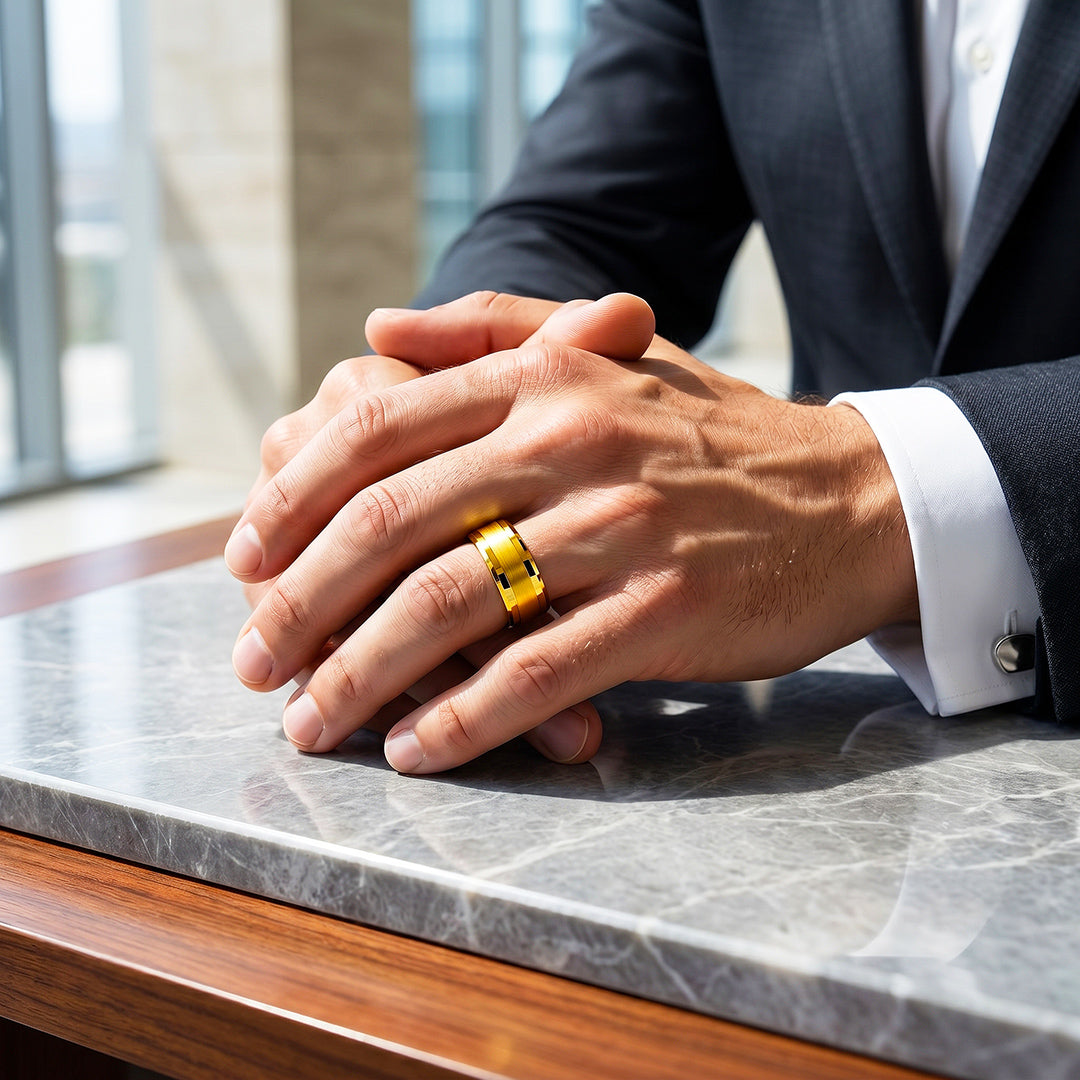 Irwin | Brushed Polished Tungsten Carbide Ring | Men's Ring