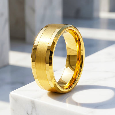 Irwin | Brushed Polished Tungsten Carbide Ring | Men's Ring