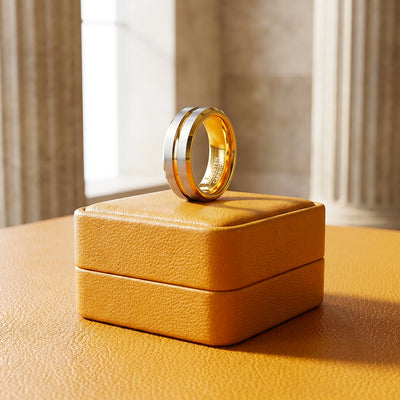 Ivor | Two-Tone Groove Tungsten Carbide Ring | Men's Ring