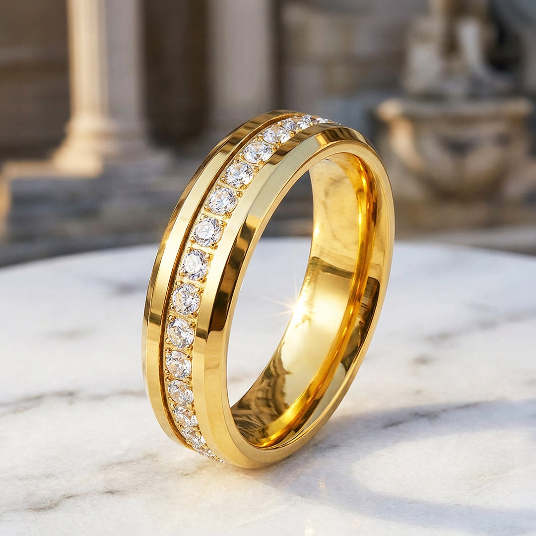 Knox Polished Gold Eternity Tungsten Carbide Ring | Men's Ring