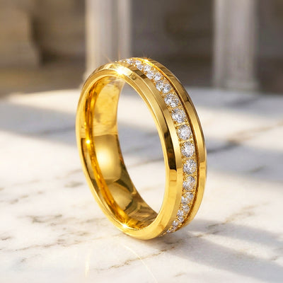 Knox Polished Gold Eternity Tungsten Carbide Ring | Men's Ring