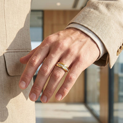 Knox Polished Gold Eternity Tungsten Carbide Ring | Men's Ring