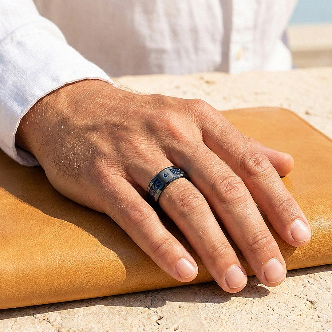 Legend | Blue Carbon Fibre Tungsten Carbide Ring | Men's Ring