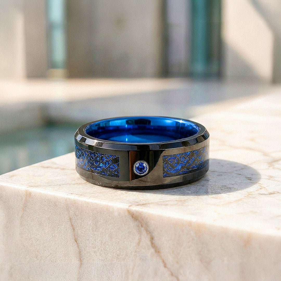 Legend | Blue Carbon Fibre Tungsten Carbide Ring | Men's Ring