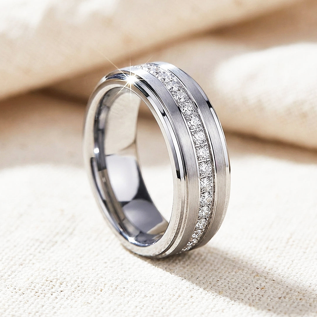 Lenox Brushed Eternity Tungsten Carbide Ring | Men's Ring