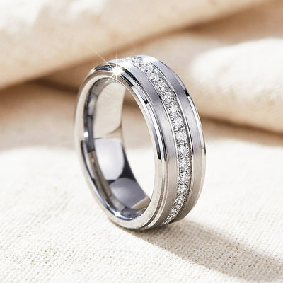 Lenox Brushed Eternity Tungsten Carbide Ring | Men's Ring