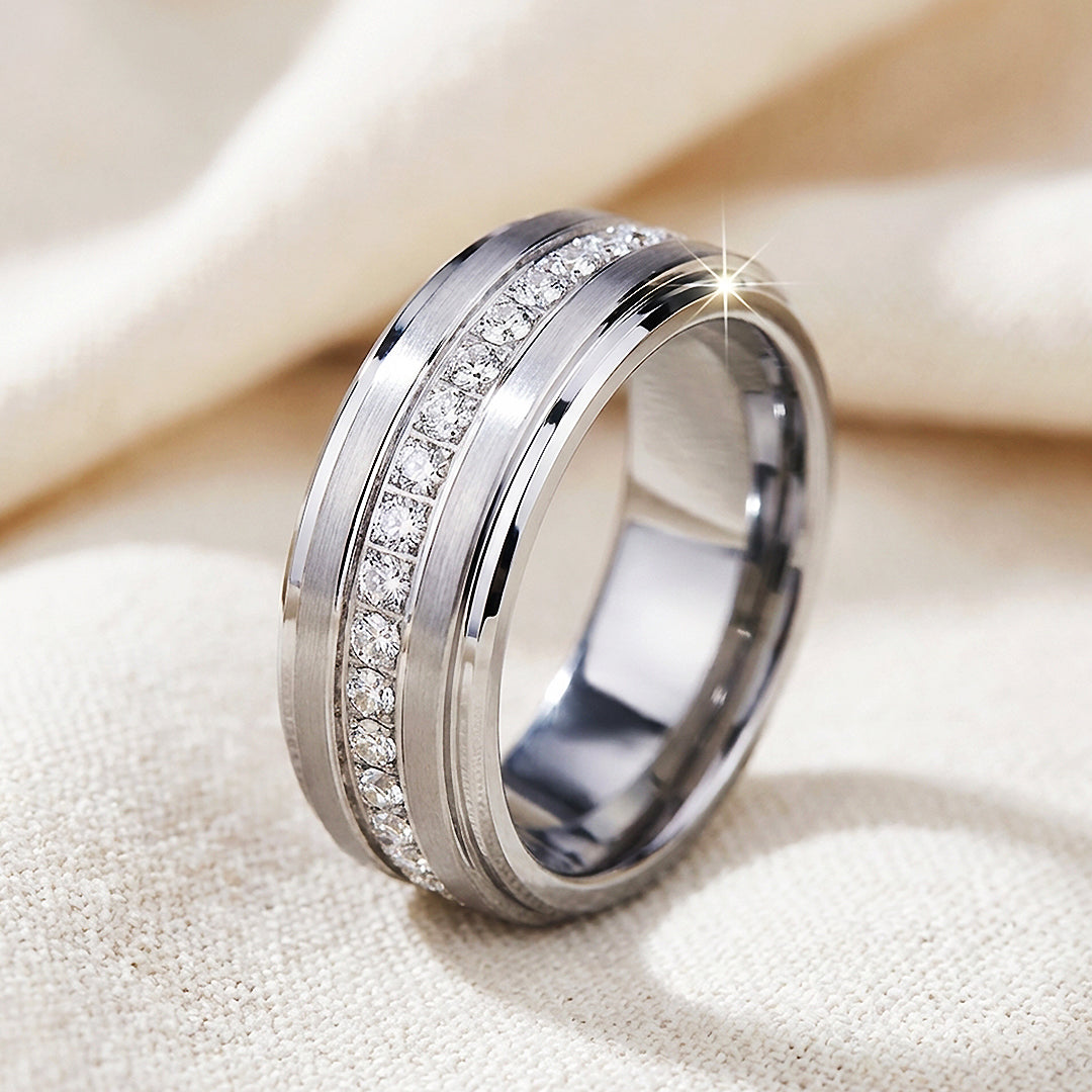 Lenox Brushed Eternity Tungsten Carbide Ring | Men's Ring