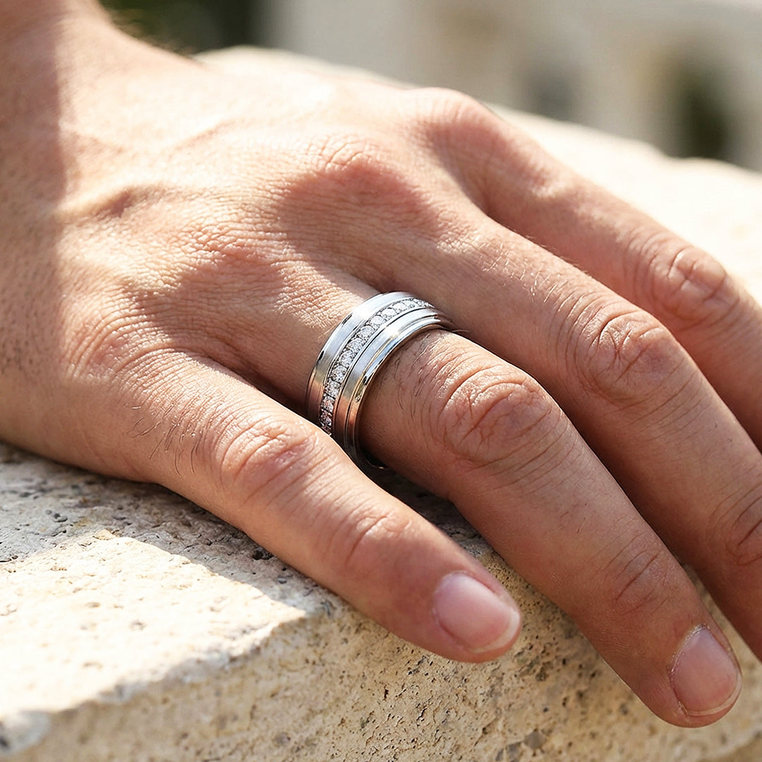 Lenox Brushed Eternity Tungsten Carbide Ring | Men's Ring