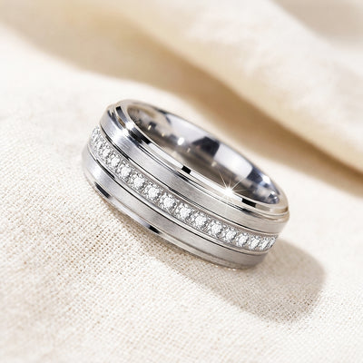 Lenox Brushed Eternity Tungsten Carbide Ring | Men's Ring