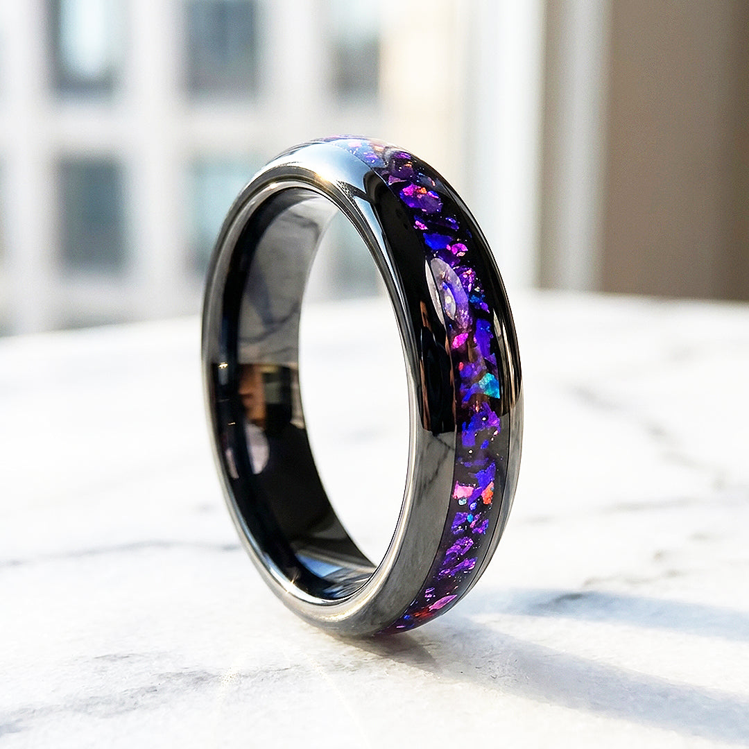 Lunara Purple Galaxy Black Tungsten Carbide Ring | Men's Ring