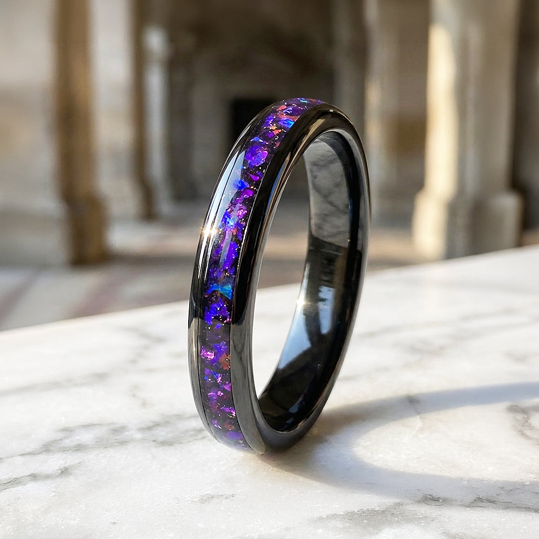 Lunara Purple Galaxy Black Tungsten Carbide Ring | Men's Ring
