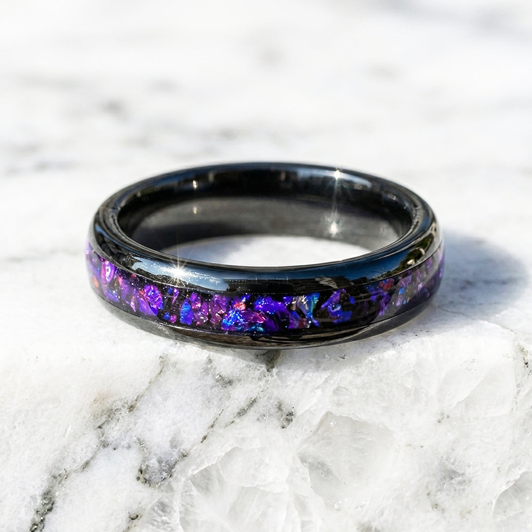 Lunara Purple Galaxy Black Tungsten Carbide Ring | Men's Ring