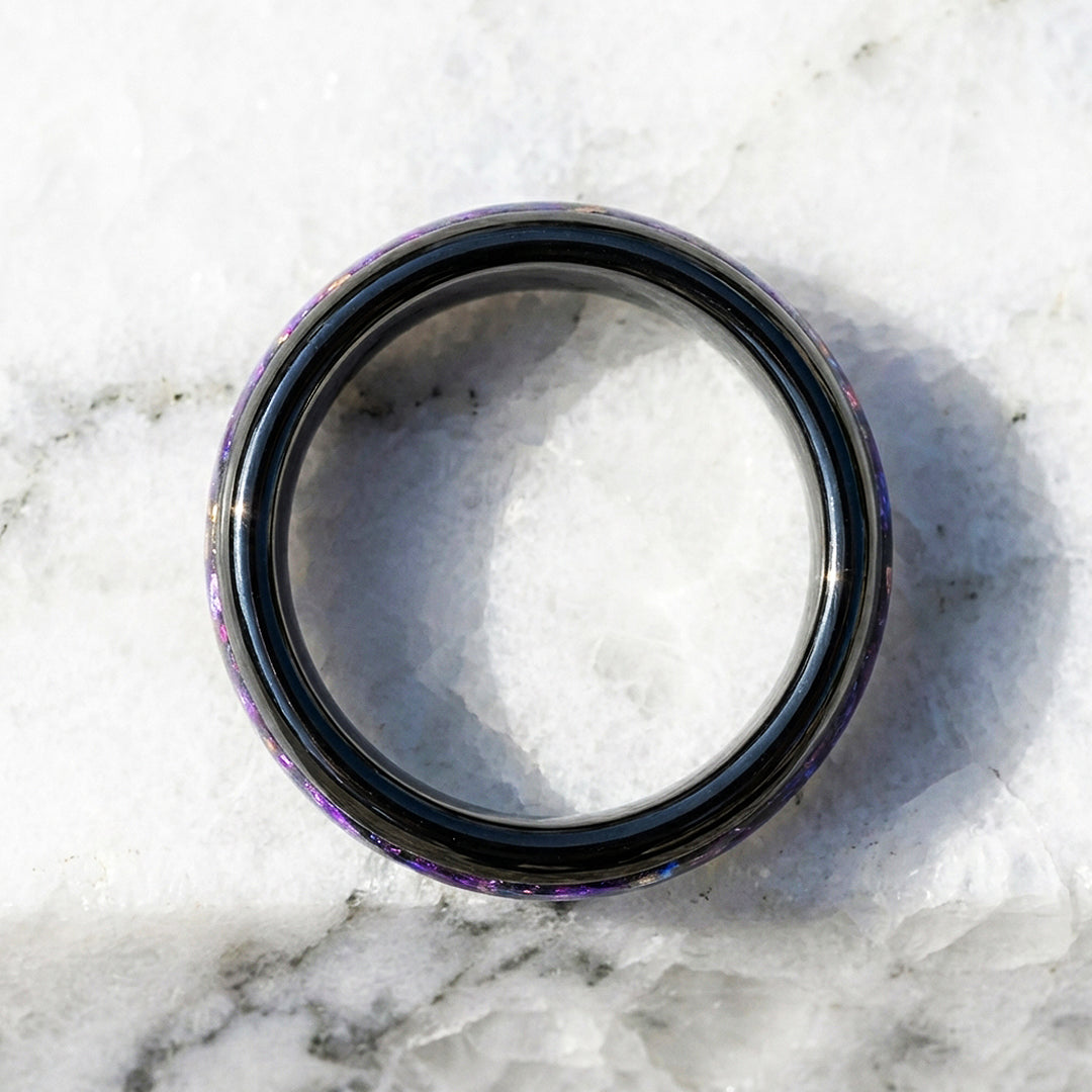 Lunara Purple Galaxy Black Tungsten Carbide Ring | Men's Ring