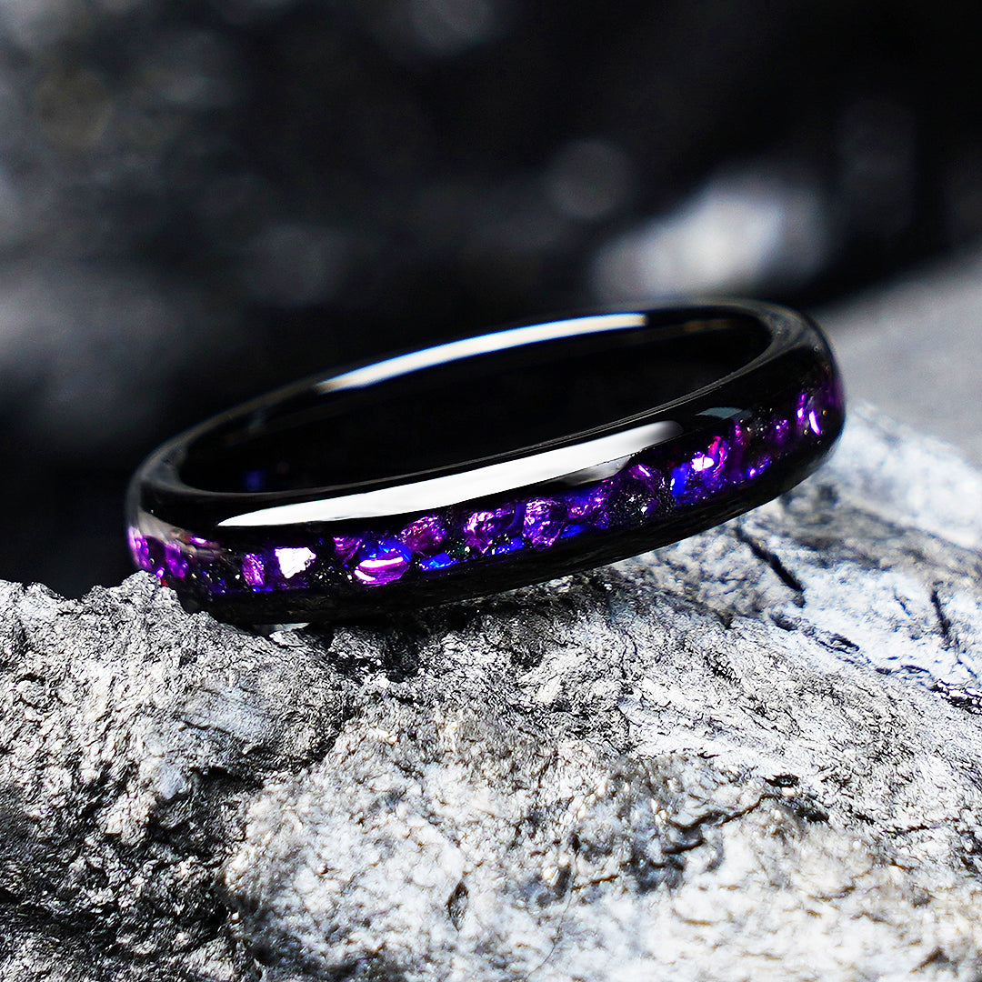 Lunara Purple Galaxy Black Tungsten Carbide Ring | Men's Ring