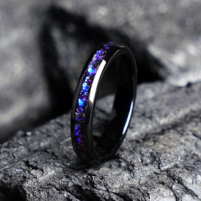 Lunara Purple Galaxy Black Tungsten Carbide Ring | Men's Ring
