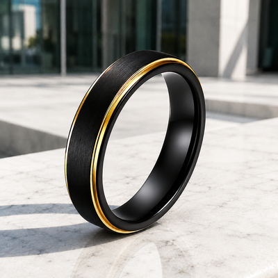 Luther | Brushed Black Gold Tungsten Carbide Ring | Men's Ring